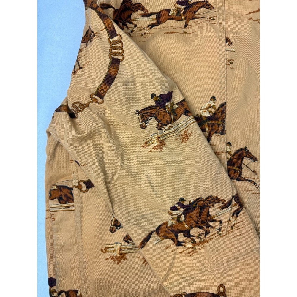 Vintage Ralph Lauren Polo Equestrian Print Chore Jacket Tan M - READ - Picture 13 of 16